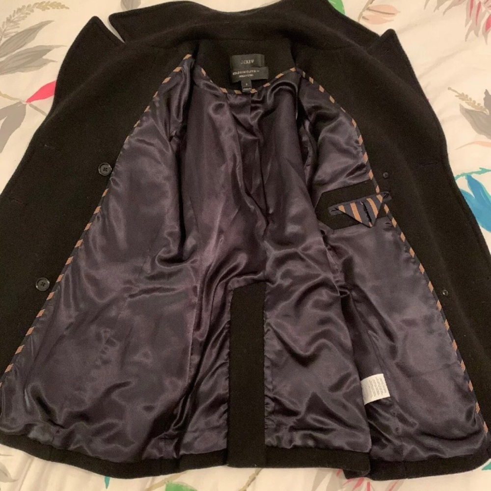 J.Crew Majesty Black Wool Peacoat Coat
